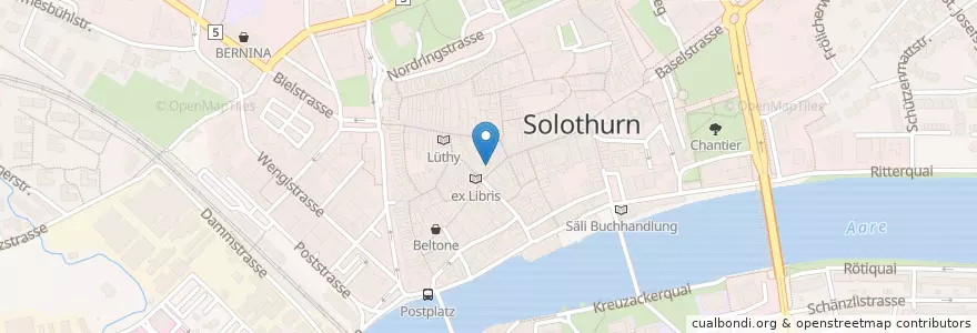 Mapa de ubicacion de Zunfthaus zu Wirthen en سويسرا, Solothurn, Amtei Solothurn-Lebern, Bezirk Solothurn, Solothurn.