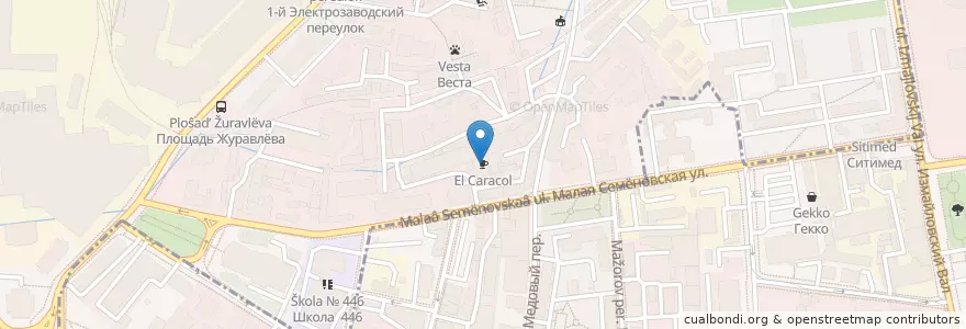 Mapa de ubicacion de El Caracol en Rússia, Distrito Federal Central, Москва, Восточный Административный Округ, Район Преображенское.