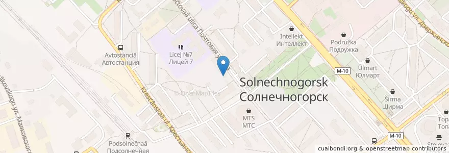 Mapa de ubicacion de Отделение связи №141503 en Rusia, Distrito Federal Central, Óblast De Moscú, Городской Округ Солнечногорск.