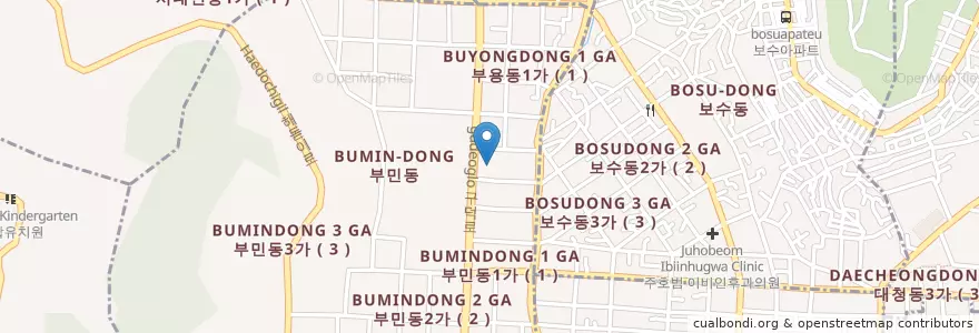 Mapa de ubicacion de paris en South Korea, Busan, Seo-Gu, Bumin-Dong.