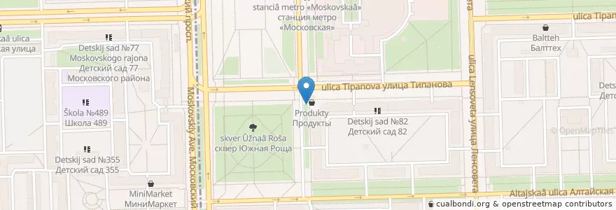 Mapa de ubicacion de Блины en Russie, District Fédéral Du Nord-Ouest, Oblast De Léningrad, Saint-Pétersbourg, Московский Район, Округ Звёздное.