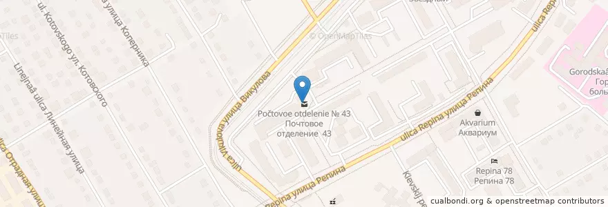 Mapa de ubicacion de Почтовое отделение № 43 en Russland, Föderationskreis Ural, Oblast Swerdlowsk, Городской Округ Екатеринбург.
