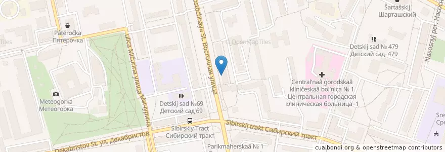 Mapa de ubicacion de Почтовое отделение № 100 en Russland, Föderationskreis Ural, Oblast Swerdlowsk, Городской Округ Екатеринбург.