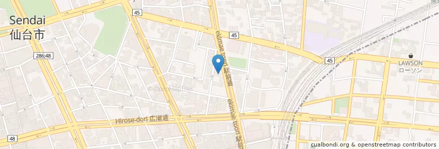 Mapa de ubicacion de あすか信用組合仙台支店 en Japon, Préfecture De Miyagi, 仙台市, 青葉区.