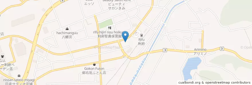 Mapa de ubicacion de 養老乃瀧 en 日本, 宫城县, 宮城郡, 利府町.