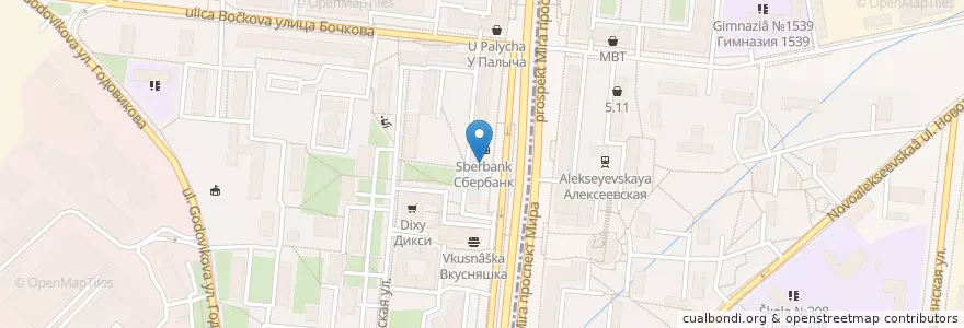 Mapa de ubicacion de ЮниКредит Банк en Rusland, Centraal Federaal District, Moskou, Северо-Восточный Административный Округ, Останкинский Район.