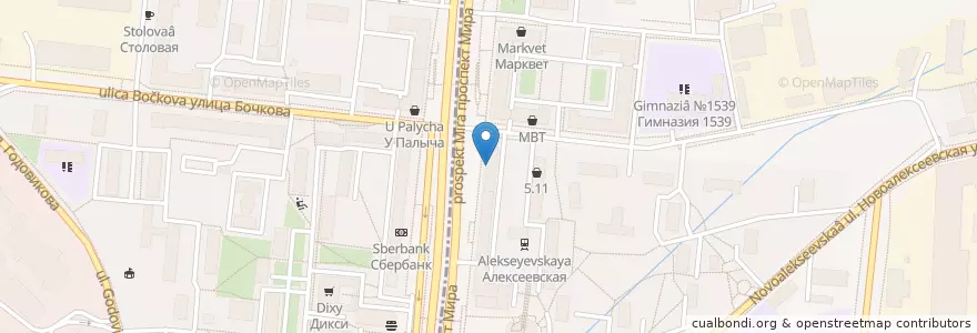 Mapa de ubicacion de Промсвязьбанк en Russland, Föderationskreis Zentralrussland, Moskau, Nordöstlicher Verwaltungsbezirk, Останкинский Район.
