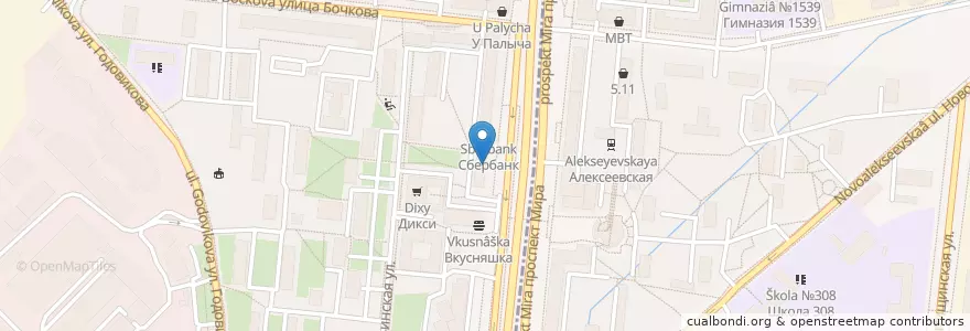 Mapa de ubicacion de Шоколадница en Rússia, Distrito Federal Central, Москва, Северо-Восточный Административный Округ, Останкинский Район.