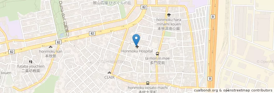 Mapa de ubicacion de Honmoku Hospital en ژاپن, 神奈川県, 横浜市, 中区.