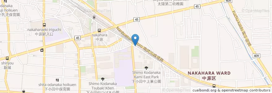 Mapa de ubicacion de 越後らーめん維新 en Japonya, 神奈川県, 川崎市, 中原区.