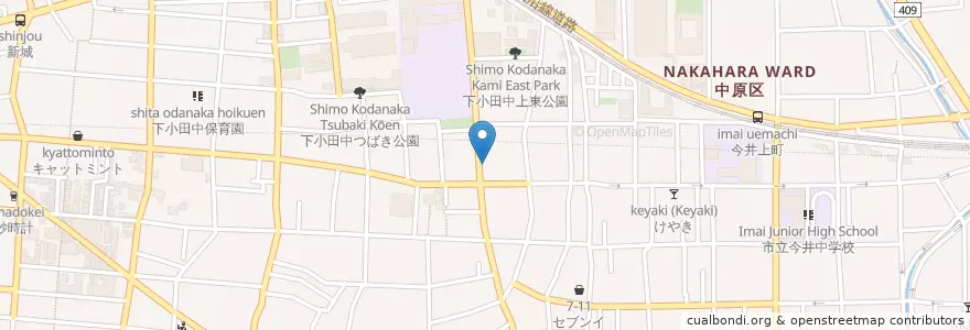 Mapa de ubicacion de 焼肉しちりん炭炭亭 en 일본, 가나가와현, 川崎市, 中原区.