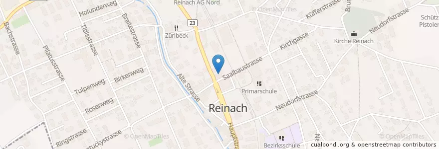 Mapa de ubicacion de Café Treff en 스위스, Aargau, Bezirk Kulm, Reinach.