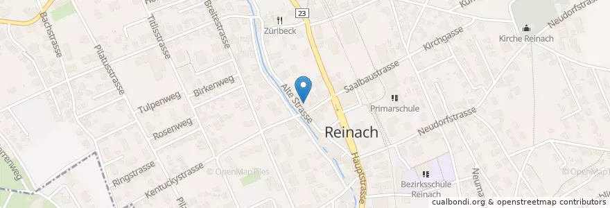 Mapa de ubicacion de Restaurant Wyss en Suiza, Aargau, Bezirk Kulm, Reinach.