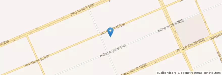 Mapa de ubicacion de 牡丹街道 en China, Heilongjiang, 牡丹江市, 西安区, 立新街道, 牡丹街道.