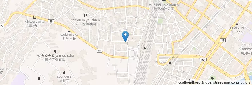 Mapa de ubicacion de モスバーガー en ژاپن, 神奈川県, 横浜市, 鶴見区.