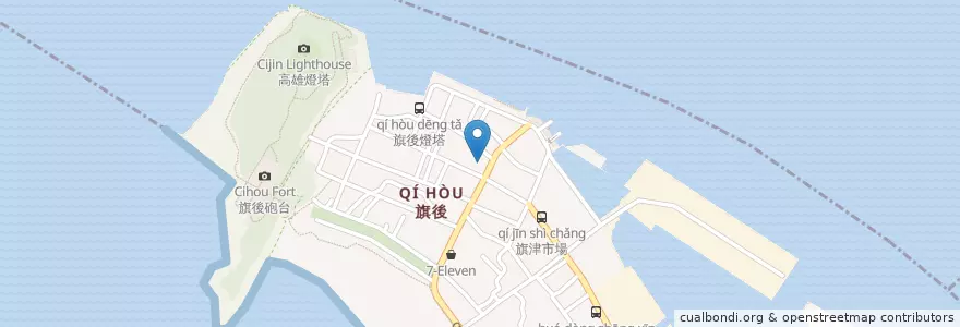 Mapa de ubicacion de 旗後天后宮 en 台湾, 高雄市, 旗津区.