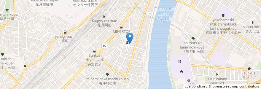 Mapa de ubicacion de 冬木森稲荷大明神 en Japon, Préfecture De Kanagawa, 横浜市, 鶴見区.