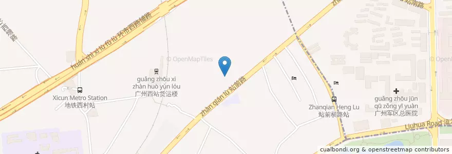 Mapa de ubicacion de 站前街道 en China, Guangdong, 广州市, 荔湾区, 越秀区, 站前街道.