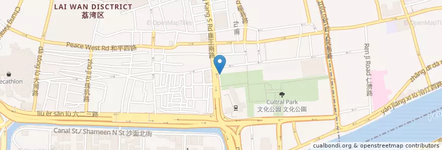 Mapa de ubicacion de 岭南街道 en Китай, Гуандун, Гуанчжоу, 岭南街道.