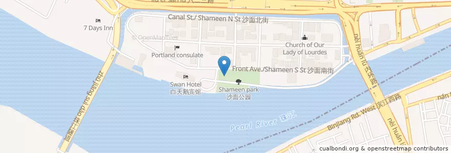 Mapa de ubicacion de 沙面街道 en Cina, Guangdong, 广州市, 沙面街道.