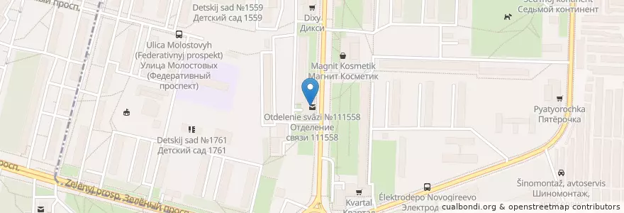 Mapa de ubicacion de Отделение связи №111558 en Russia, Central Federal District, Moscow, Eastern Administrative Okrug.