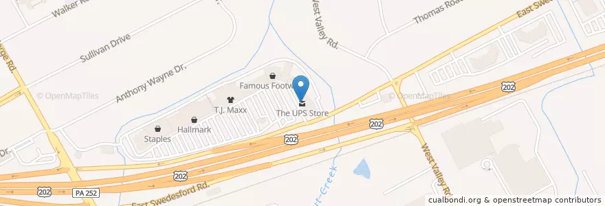 Mapa de ubicacion de The UPS Store en United States, Pennsylvania, Chester County, Tredyffrin Township.