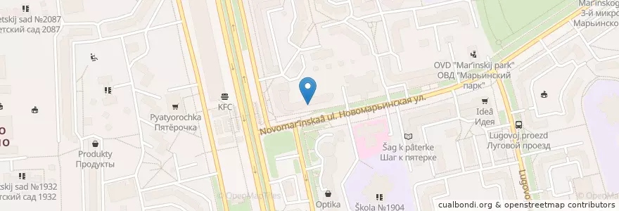 Mapa de ubicacion de Корчма "Тарас Бульба" en Russie, District Fédéral Central, Moscou, Юго-Восточный Административный Округ, Район Марьино.