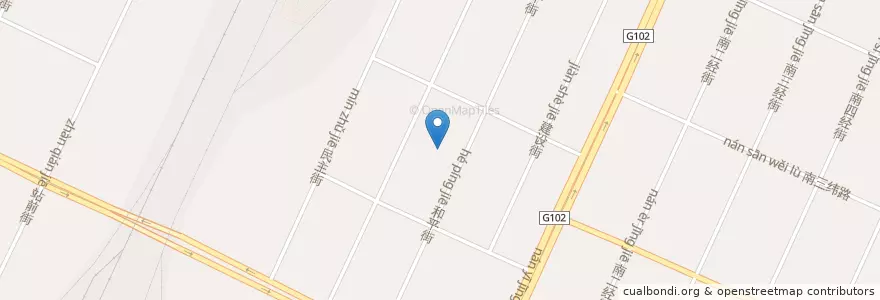 Mapa de ubicacion de Beishichang Subdistrict en China, Jilin, Siping City, Tiedong District, Beishichang Subdistrict.
