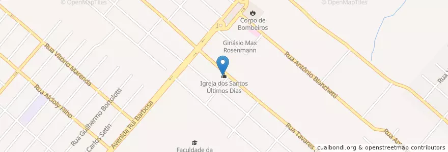 Mapa de ubicacion de Igreja dos Santos Últimos Dias en 브라질, 남부지방, 파라나, Região Geográfica Intermediária De Curitiba, Região Metropolitana De Curitiba, Microrregião De Curitiba, São José Dos Pinhais.