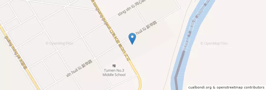 Mapa de ubicacion de 新华街道 en چین, جی‌لین, 延边朝鲜族自治州, 图们市 도문시, 新华街道.