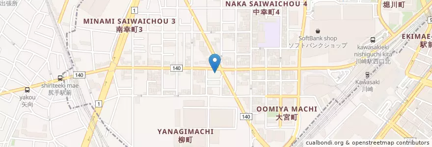 Mapa de ubicacion de ジョナサン 川崎柳町店 en Japón, Prefectura De Kanagawa, Kawasaki, 幸区.