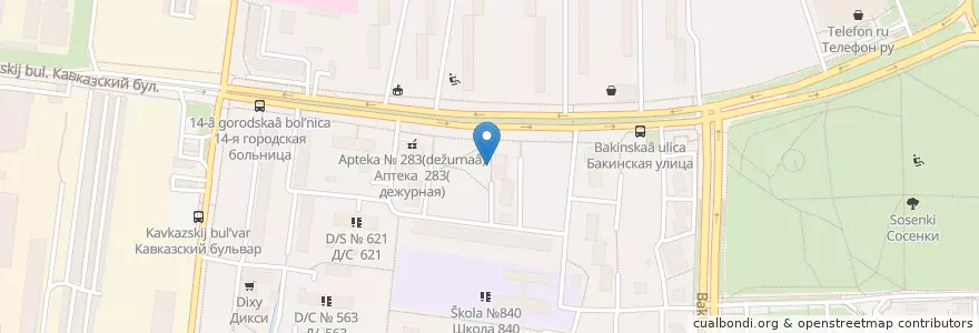 Mapa de ubicacion de район Царицыно en Russie, District Fédéral Central, Moscou, Южный Административный Округ, Район Царицыно.