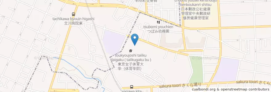 Mapa de ubicacion de 東京女子体育大学 en Japón, Tokio, Kunitachi.