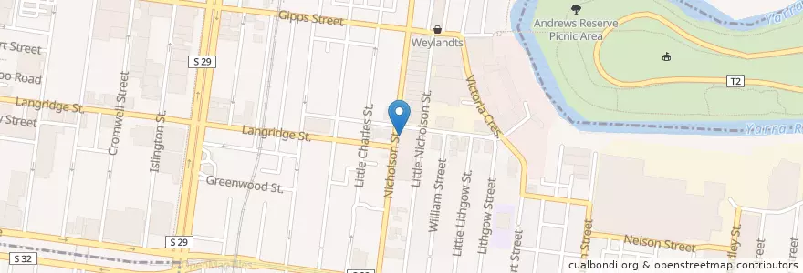 Mapa de ubicacion de Three Bags Full en Australië, Victoria, City Of Yarra.