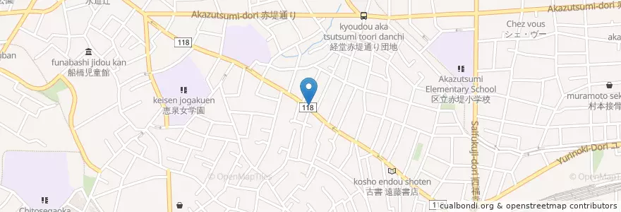 Mapa de ubicacion de ケンポドー薬局 恵泉通り店 en Japón, Tokio, Setagaya.
