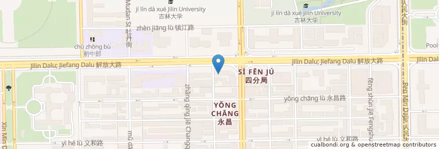 Mapa de ubicacion de Yongchang Subdistrict en China, Jilin, Changchun City, Chaoyang District, Yongchang Subdistrict.