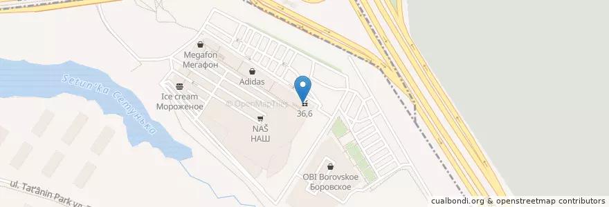 Mapa de ubicacion de 36,6 en Russie, District Fédéral Central, Moscou, Новомосковский Административный Округ, Западный Административный Округ.