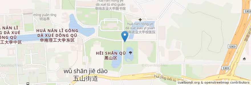 Mapa de ubicacion de 五山街道 en Çin, Guangdong, 广州市, 天河区, 五山街道.