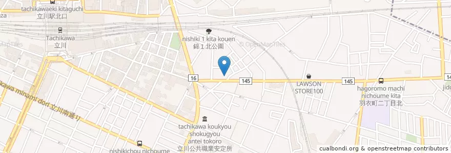 Mapa de ubicacion de 松山堂薬局 en Япония, Токио, Татикава.