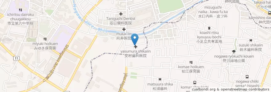 Mapa de ubicacion de 安村歯科医院 en Jepun, 東京都, 調布市.