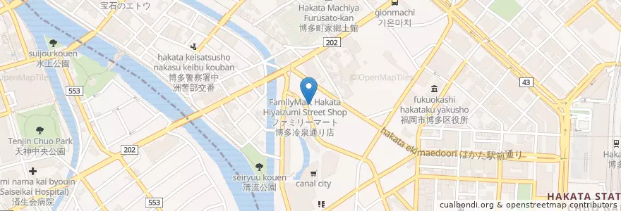 Mapa de ubicacion de Mos burger en Japon, Préfecture De Fukuoka, 福岡市, 博多区.