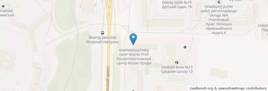 Mapa de ubicacion de Косметологический центр Космо Профи en Russie, District Fédéral Du Nord-Ouest, Oblast De Mourmansk, Городской Округ Мурманск.