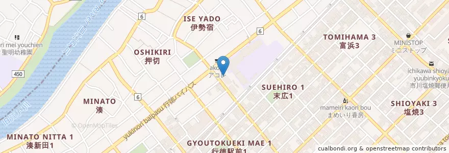 Mapa de ubicacion de 行徳支所 en Japon, Préfecture De Chiba, 市川市.