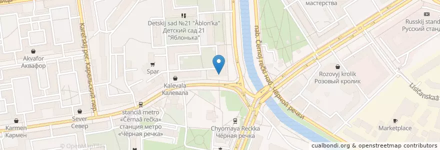 Mapa de ubicacion de Васабико en Rusland, Северо-Западный Федеральный Округ, Oblast Leningrad, Sint-Petersburg, Приморский Район, Округ Чёрная Речка.