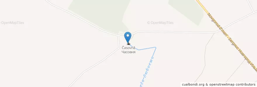 Mapa de ubicacion de Часовня en Russie, District Fédéral Du Nord-Ouest, Oblast De Novgorod, Новгородский Район, Ракомское Сельское Поселение.