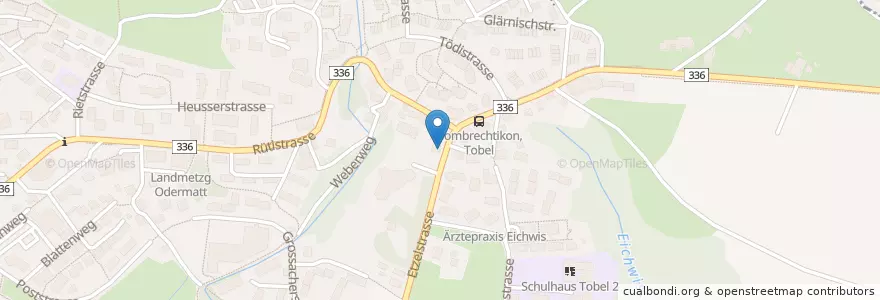 Mapa de ubicacion de Baumgarten en Suiza, Zúrich, Bezirk Meilen, Hombrechtikon.