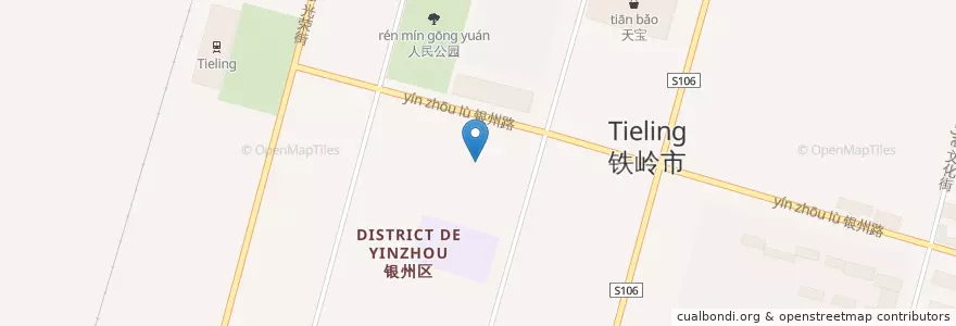 Mapa de ubicacion de 工人街道 en 中国, 辽宁省, 铁岭市, 铁岭县, 银州区, 工人街道.