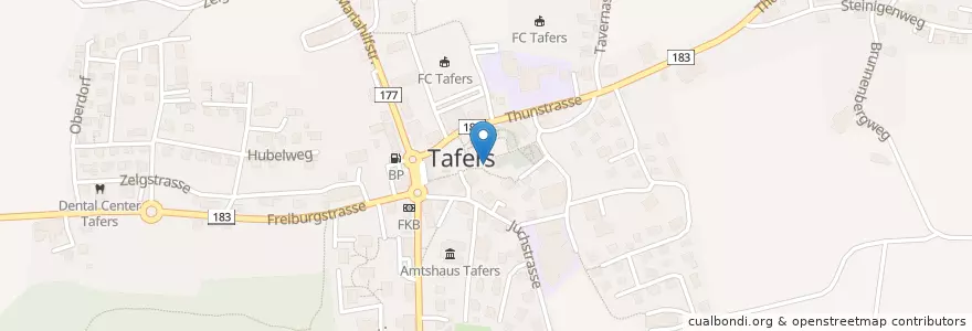 Mapa de ubicacion de Kapelle St. Michael en Schweiz/Suisse/Svizzera/Svizra, Fribourg/Freiburg, Sensebezirk, Tafers.