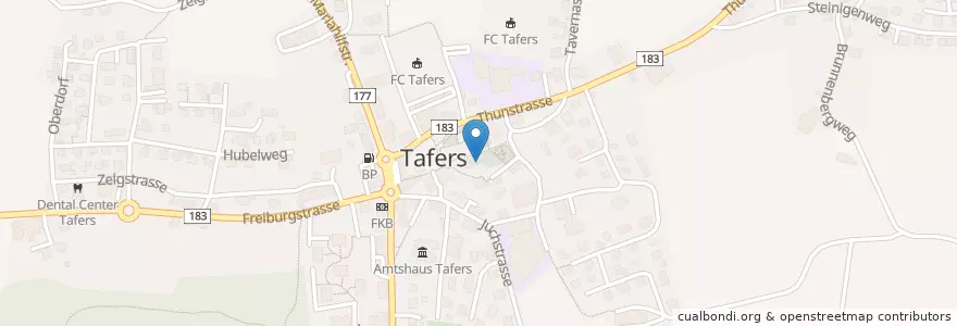 Mapa de ubicacion de Kapelle St. Jakob en 瑞士, Fribourg/Freiburg, Sensebezirk, Tafers.