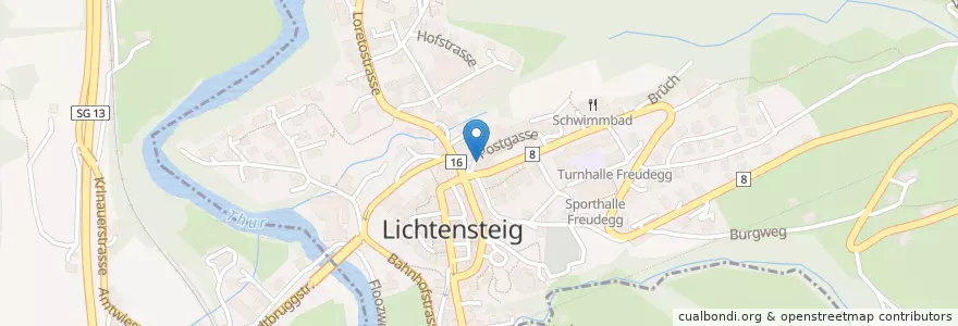 Mapa de ubicacion de Café Huber en Schweiz, Sankt Gallen, Wahlkreis Toggenburg, Wattwil.